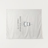 Custom Birthday Cake Name Flag Fabric Banner Wandkleed (Voorkant (horizontaal))