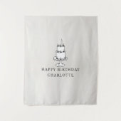 Custom Birthday Cake Name Flag Fabric Banner Wandkleed (Voorkant)