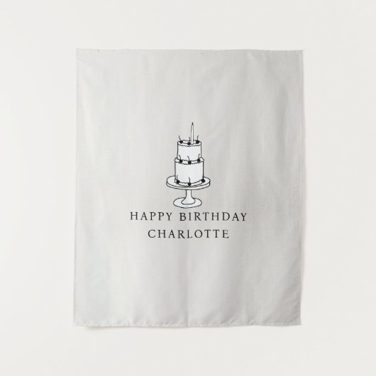 Custom Birthday Cake Name Flag Fabric Banner Wandkleed (Voorkant)