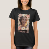 Custom Birthday Floral Frame Personalized  T-shirt (Voorkant)