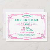 Custom Birthday Gift Certificate Kaart (Voorkant)