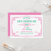 Custom Birthday Gift Certificate Kaart (Voorkant / Achterkant in situ)