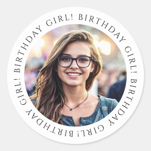 Custom Birthday Girl Photo Envelope Seal Sticker  (Devant)