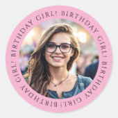 Custom Birthday Girl Photo Envelope Seal Sticker  (Devant)