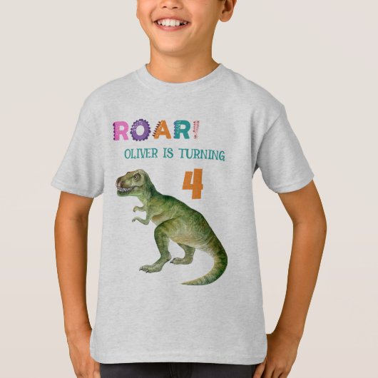Custom Birthday Guest of Honor Dinosaur T-shirts (Voorkant)