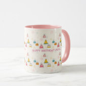 Custom Birthday Mug – Floating Cakes & Confetti Mok (Voorkant rechts)
