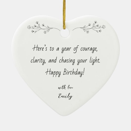 Custom Birthday Ornament with Photo & Message (Achterkant)