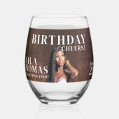 Custom Birthday Party Magazine Hoesje Cheers Wijnglas Zonder Voet (Achterkant)