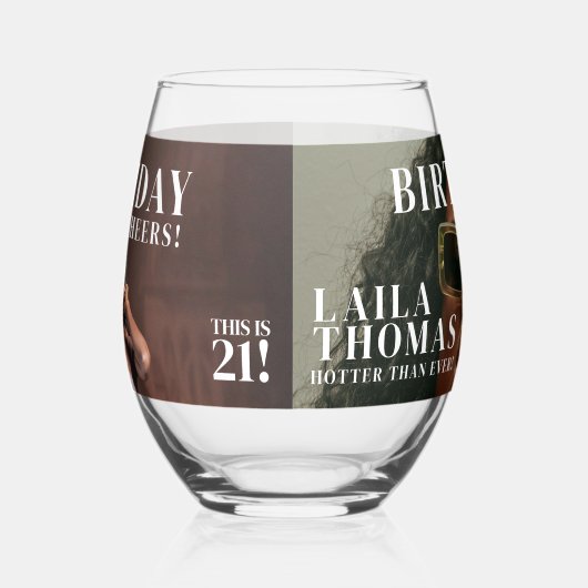 Custom Birthday Party Magazine Hoesje Cheers Wijnglas Zonder Voet (Rechts)