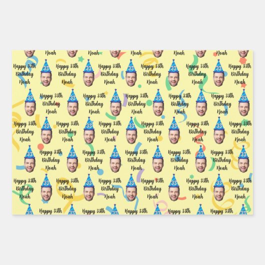 Custom Birthday Wrapping Paper, Happy Birthday Inpakpapier Vel (Voorkant 3)