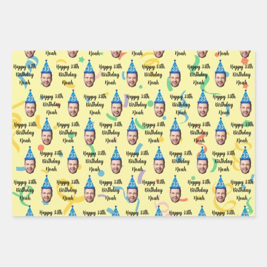 Custom Birthday Wrapping Paper, Happy Birthday Inpakpapier Vel (Voorkant)