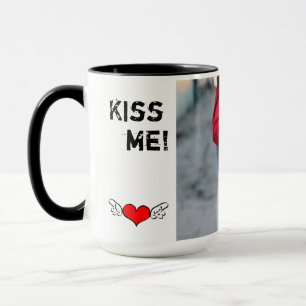 Custom Black 15 oz Ringer Kiss Me Mok ZAZZ_IT