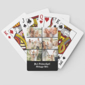 Custom Black 6 Photo Collage Text Message Modern  Pokerkaarten (Achterkant)