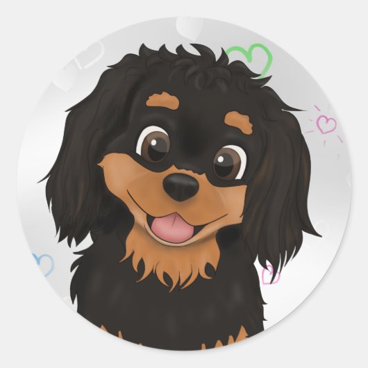 Custom Black and Tan Cavalier Spaniel   Ronde Sticker (Voorkant)