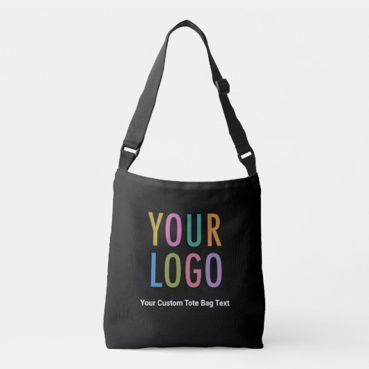 Custom Black Crossbody Canvas tas met Business Log (Voorkant)