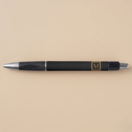 Custom Black & Gold Framed Monogram Pen