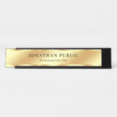 Custom Black & Gold Modern Elegant Template Luxury Bureau Naambordje (Voorkant)