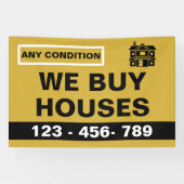 Custom Black Gold We Buy Houses Real Estate Invest Spandoek (Horizontaal)