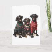 Custom Black Lab Christmas Ugly Sweater Holiday Kaart (Voorkant)