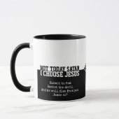 Custom Black PAS AUJOURD'HUI SATAN Christian Mug (Gauche)