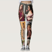 Custom Black Photo Collage Leggings with Text (Devant)