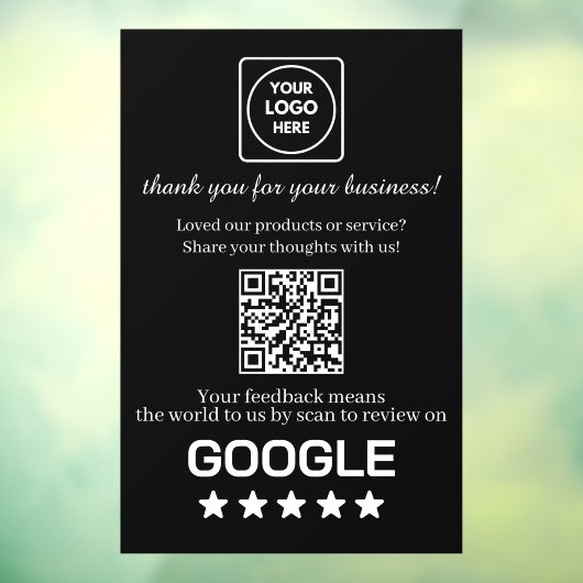 Custom Black QR Code | Google Reviews Display Raamsticker (Vel 3)