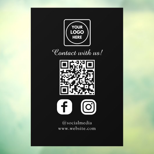 Custom Black QR Code | Social Media Display Raamsticker (Vel 3)