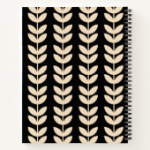 Custom Black Retro Vibe Leaf Pattern Monogram Notitieboek (Achterkant)