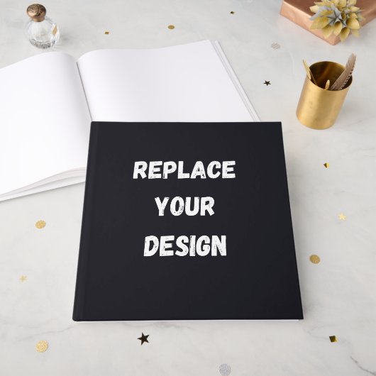 Custom black simple Design Add Photo or Text Gastenboek (Voorkant open)