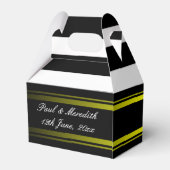 Custom Black Stripes Bruiloft Gable Favor Box Bedankdoosjes (Achterkant)