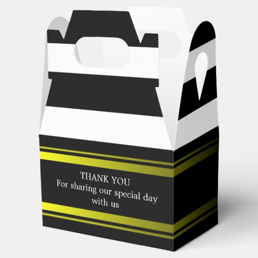 Custom Black Stripes Bruiloft Gable Favor Box Bedankdoosjes (Geopend)