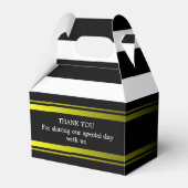 Custom Black Stripes Bruiloft Gable Favor Box Bedankdoosjes (Voorkant Zijde)