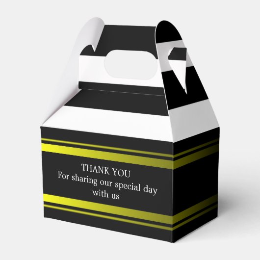 Custom Black Stripes Bruiloft Gable Favor Box Bedankdoosjes (Voorkant Zijde)