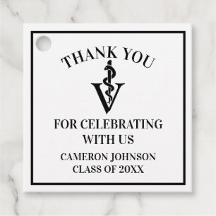 Custom Black Veterinaire School Afstudeerfeest Bedankjes Labels