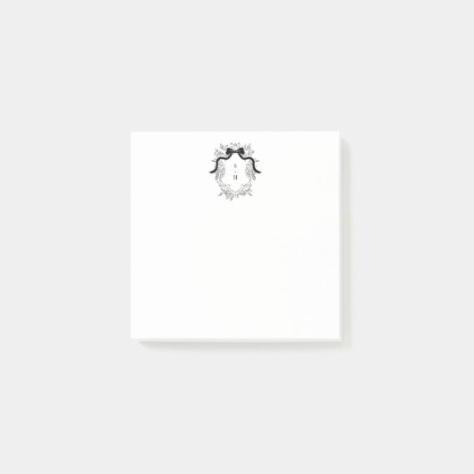 Custom Black & White Crest Monogram Notes (Voorkant)