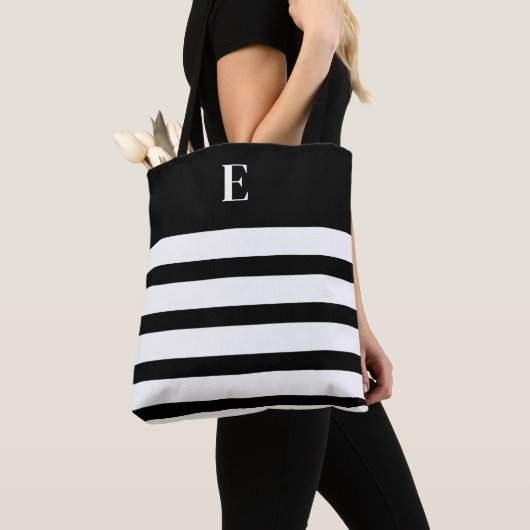 Custom Black & White Monogram Draagtas (Dichtbij)