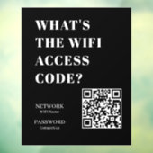 Custom Black WiFi QR | Network Password Display Raamsticker (Vel 3)