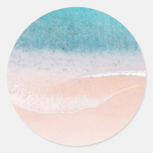 Custom Blank Sjabloon Strand Zand Blauw Zee Kust Ronde Sticker