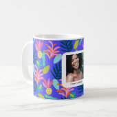 Custom blauw bloemenmoeder liefde Mok (Voorkant links)