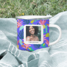 Custom blauw bloemenmoeder liefde Mok