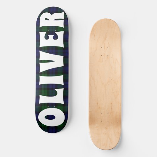 custom blauw en groen Schots tartan dambord Skateboard (Voorkant)