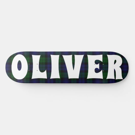 custom blauw en groen Schots tartan dambord Skateboard (Horizontaal)
