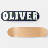 custom blauw en groen Schots tartan dambord Skateboard (Horizontaal)