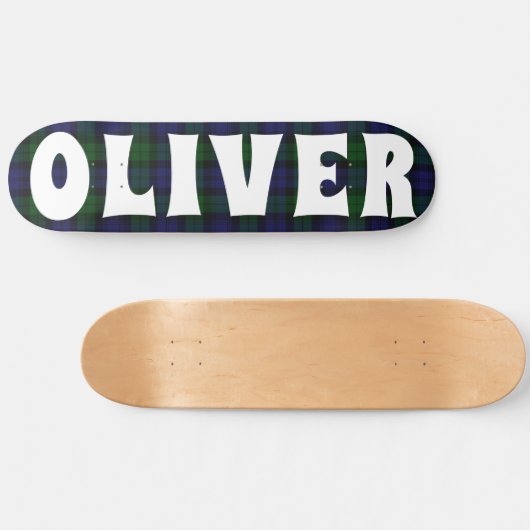 custom blauw en groen Schots tartan dambord Skateboard (Horizontaal)