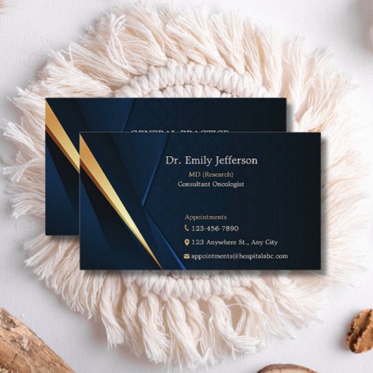 Custom Blauw Goud Modern Minimalistisch Profession Visitekaartje