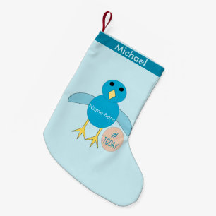 Custom Blauw Verjaardag Jongen Chick Stocking Kleine Kerstsok