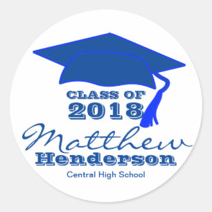 Custom Blauw & Wit Afstuderen Stickers voor Boy
