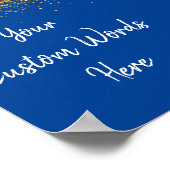 Custom Blauw Wit & Goud Verjaardagsfeestje Foto Pr Poster (Hoek)