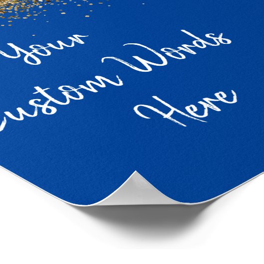 Custom Blauw Wit & Goud Verjaardagsfeestje Foto Pr Poster (Hoek)