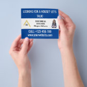 Custom Blauw Wit Vastgoed Logo Promotie Flyer (Hand)